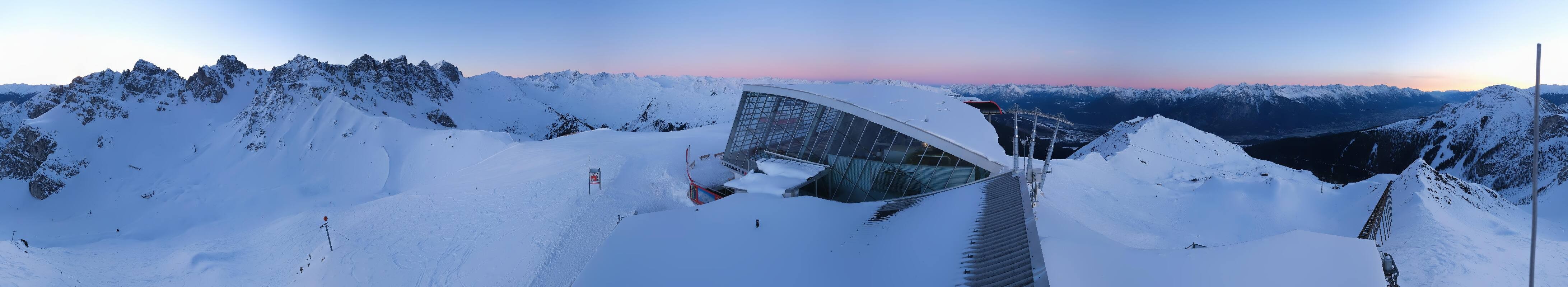 Archived image Webcam Axamer Lizum: Top station Olympia funicular