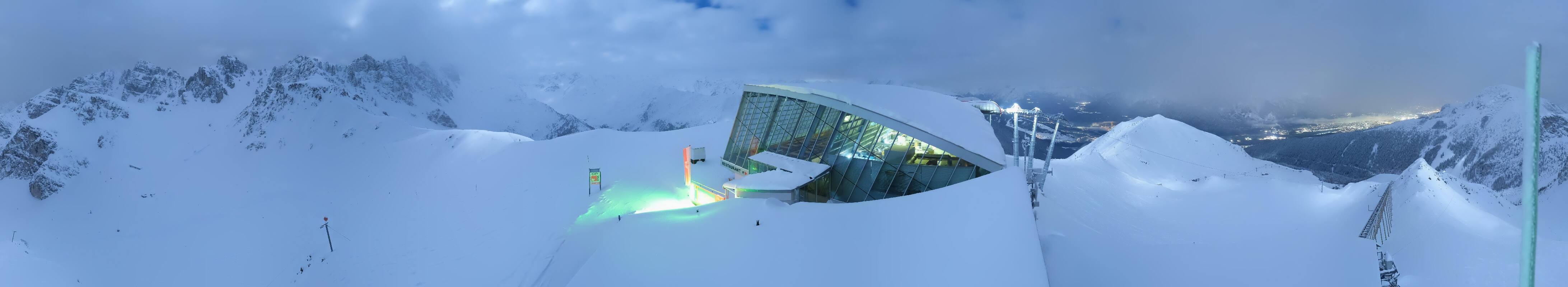 Archived image Webcam Axamer Lizum: Top station Olympia funicular