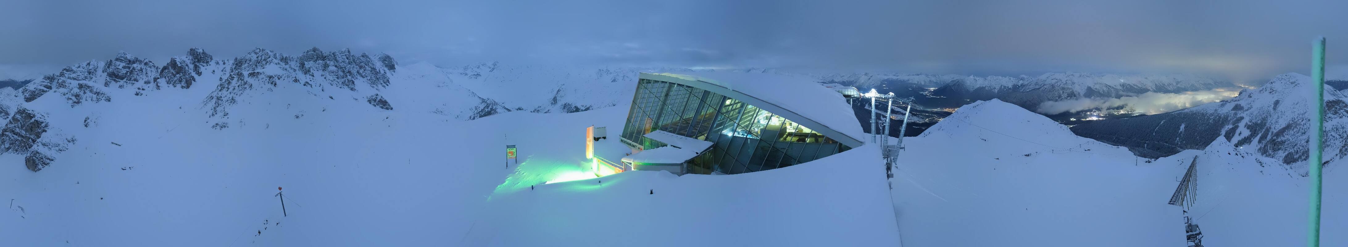 Archived image Webcam Axamer Lizum: Top station Olympia funicular