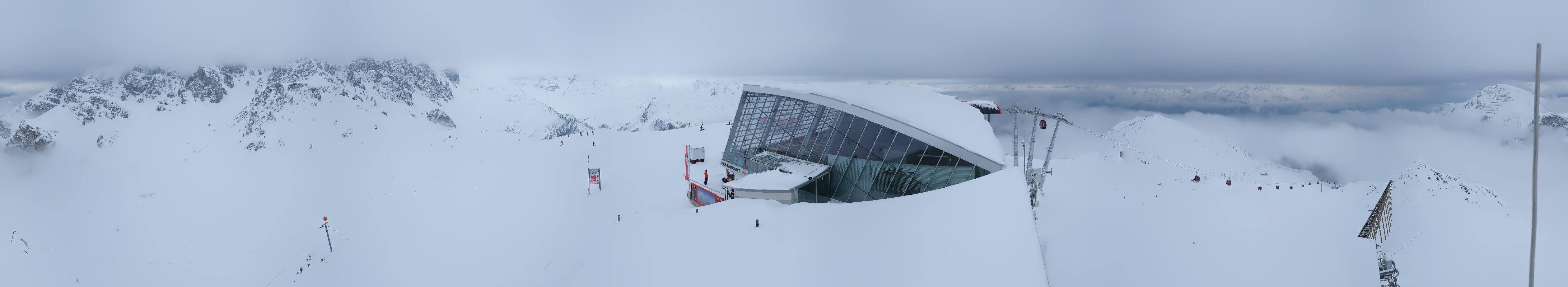 Archived image Webcam Axamer Lizum: Top station Olympia funicular