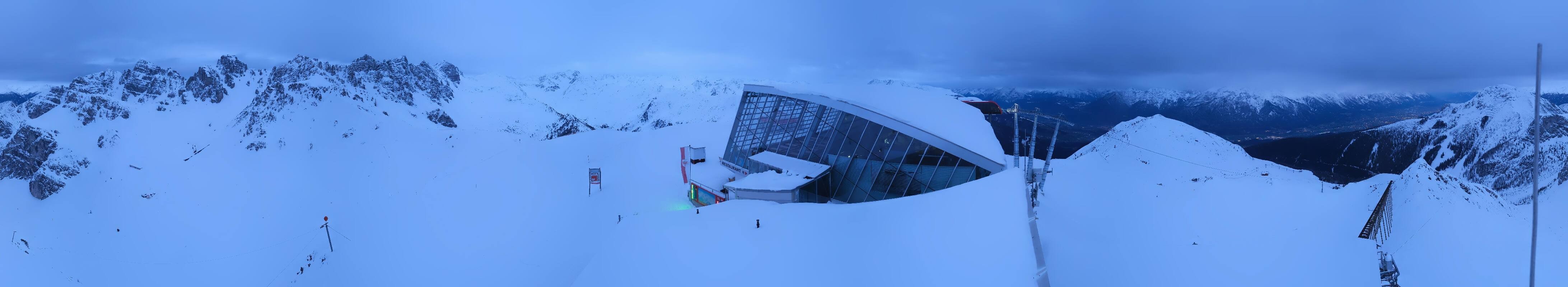 Archived image Webcam Axamer Lizum: Top station Olympia funicular