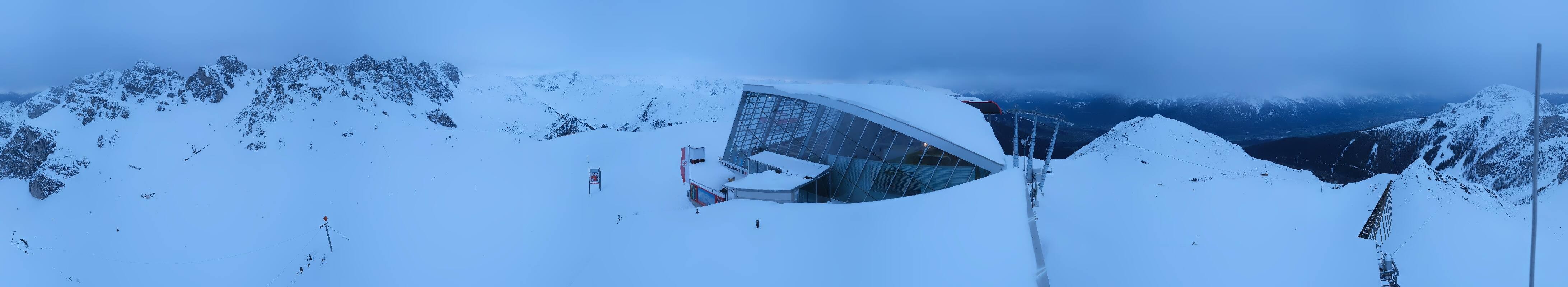 Archived image Webcam Axamer Lizum: Top station Olympia funicular