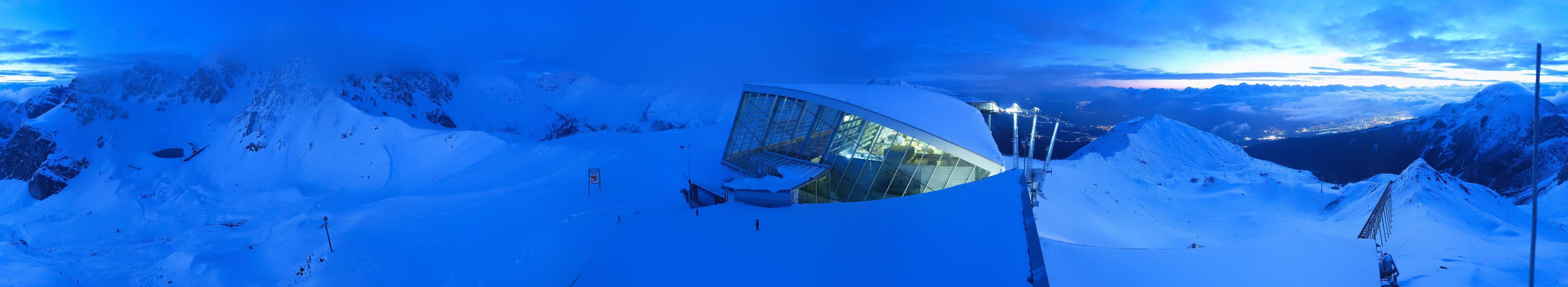 Archived image Webcam Axamer Lizum: Top station Olympia funicular