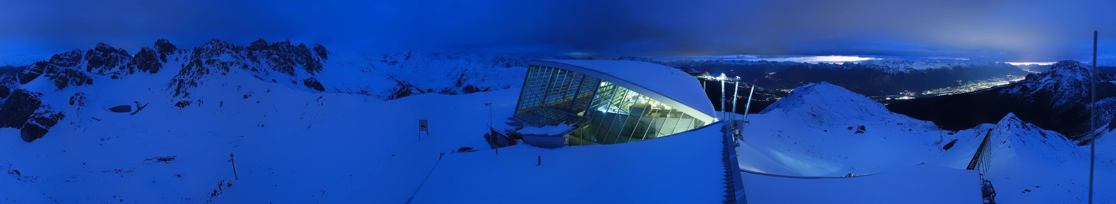 Archived image Webcam Axamer Lizum: Top station Olympia funicular