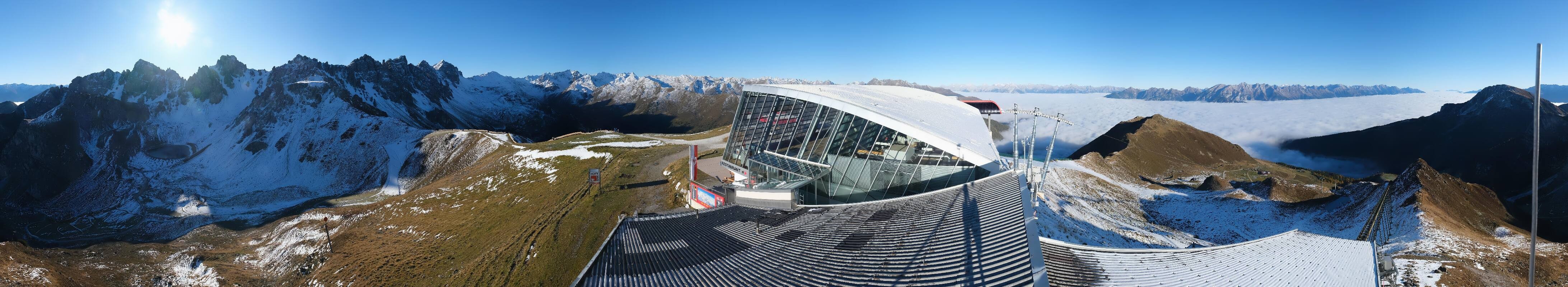 Archived image Webcam Axamer Lizum: Top station Olympia funicular