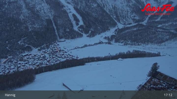 Archiv Foto Webcam Saas-Fee: Ausblick Bergstation Hannig