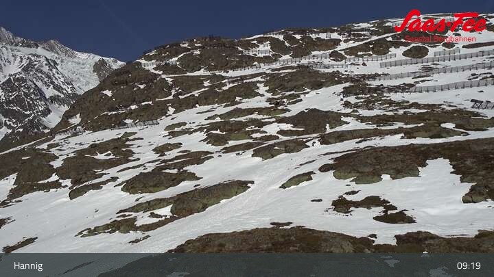 Archived image Webcam Saas-Fee: View from Hannig top station