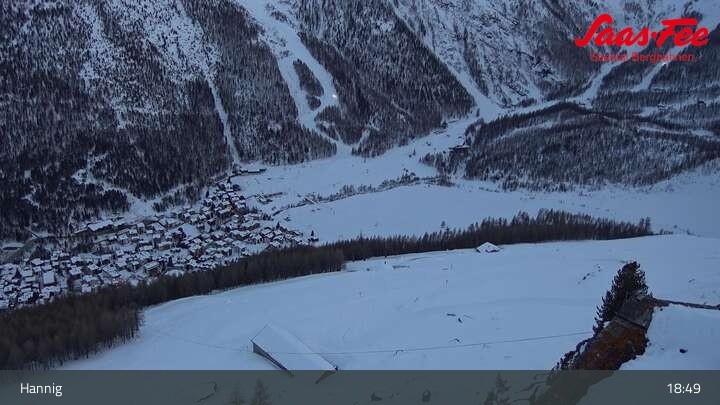 Archiv Foto Webcam Saas-Fee: Ausblick Bergstation Hannig