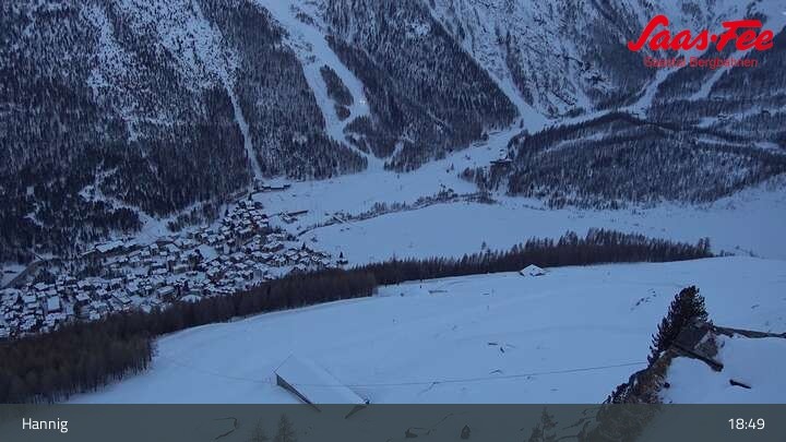 Archived image Webcam Saas-Fee: View from Hannig top station