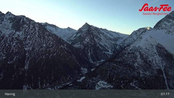 Archiv Foto Webcam Saas-Fee: Ausblick Bergstation Hannig