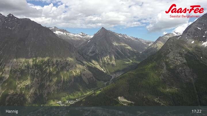 Archiv Foto Webcam Saas-Fee: Ausblick Bergstation Hannig