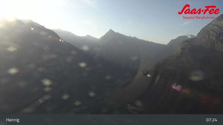 Archiv Foto Webcam Saas-Fee: Ausblick Bergstation Hannig