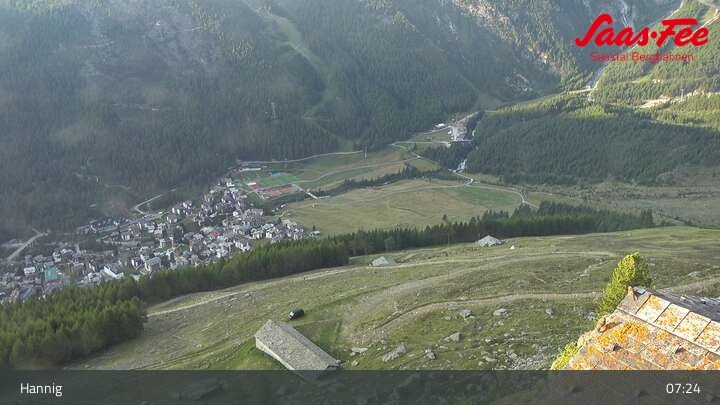Archiv Foto Webcam Saas-Fee: Ausblick Bergstation Hannig