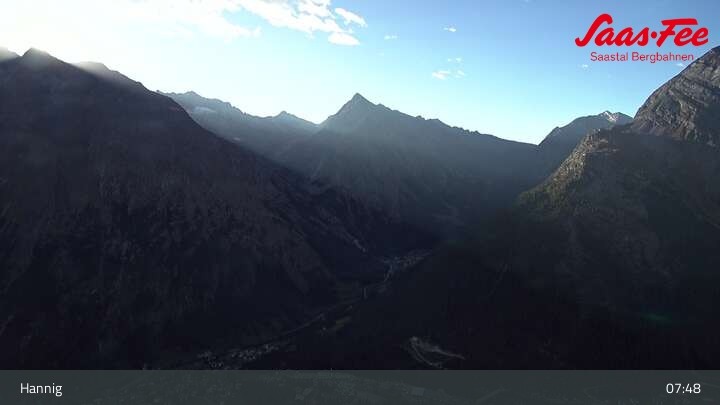 Archiv Foto Webcam Saas-Fee: Ausblick Bergstation Hannig