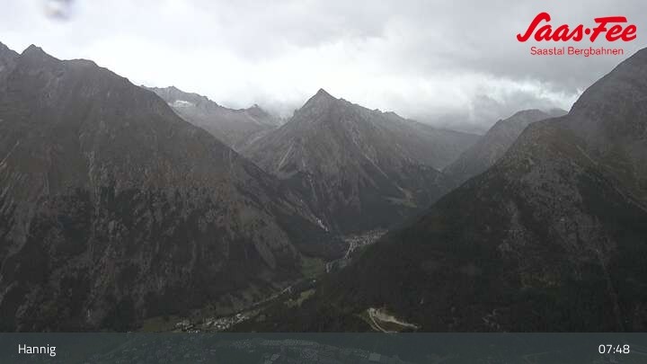 Archiv Foto Webcam Saas-Fee: Ausblick Bergstation Hannig