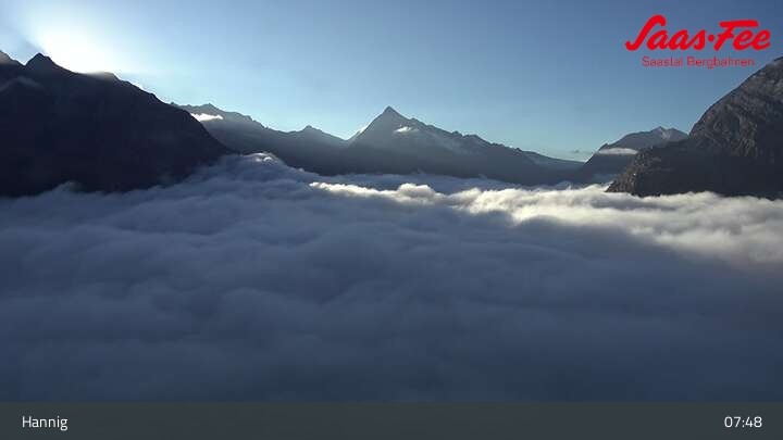 Archived image Webcam Saas-Fee: View from Hannig top station