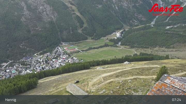 Archiv Foto Webcam Saas-Fee: Ausblick Bergstation Hannig
