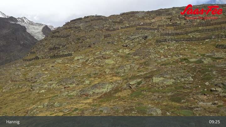 Archiv Foto Webcam Saas-Fee: Ausblick Bergstation Hannig