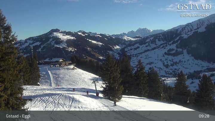 Archiv Foto Webcam Gstaad - Blick zum Eggli Bergrestaurant