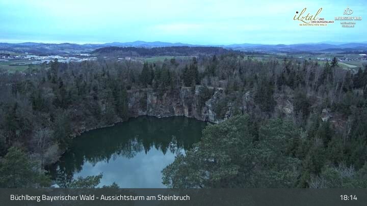 Archived image Webcam Büchlberg - View over quarry lake