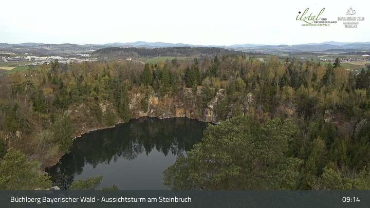 Archived image Webcam Büchlberg - View over quarry lake