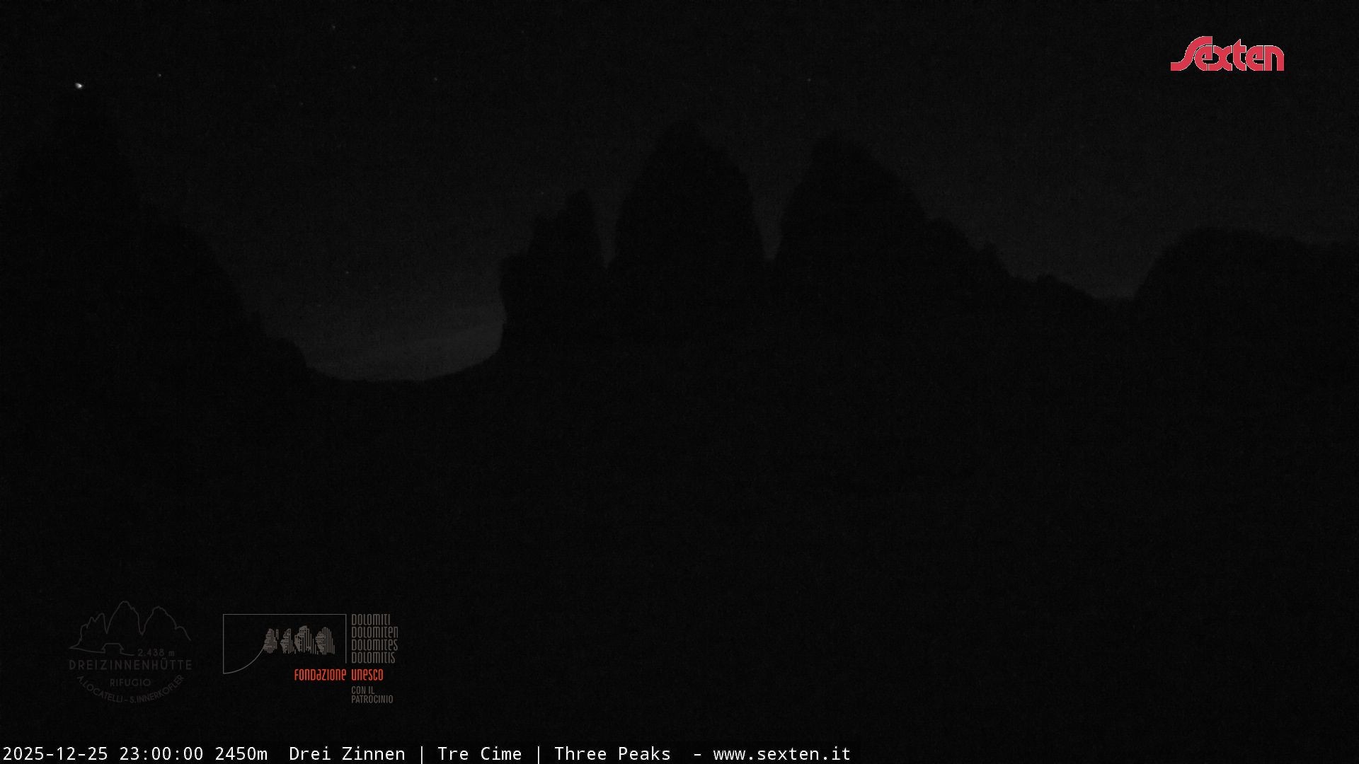 Archiv Foto Webcam Blick auf die 3 Zinnen von der Dreizinnenhütte