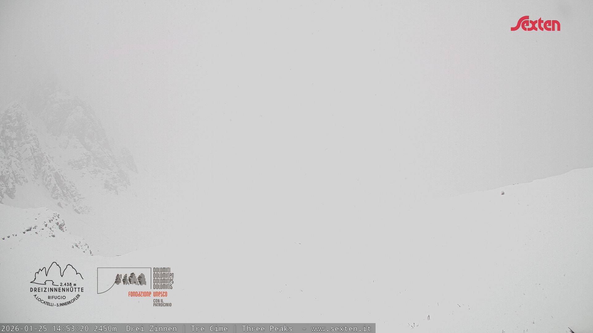 Archiv Foto Webcam Blick auf die 3 Zinnen von der Dreizinnenhütte