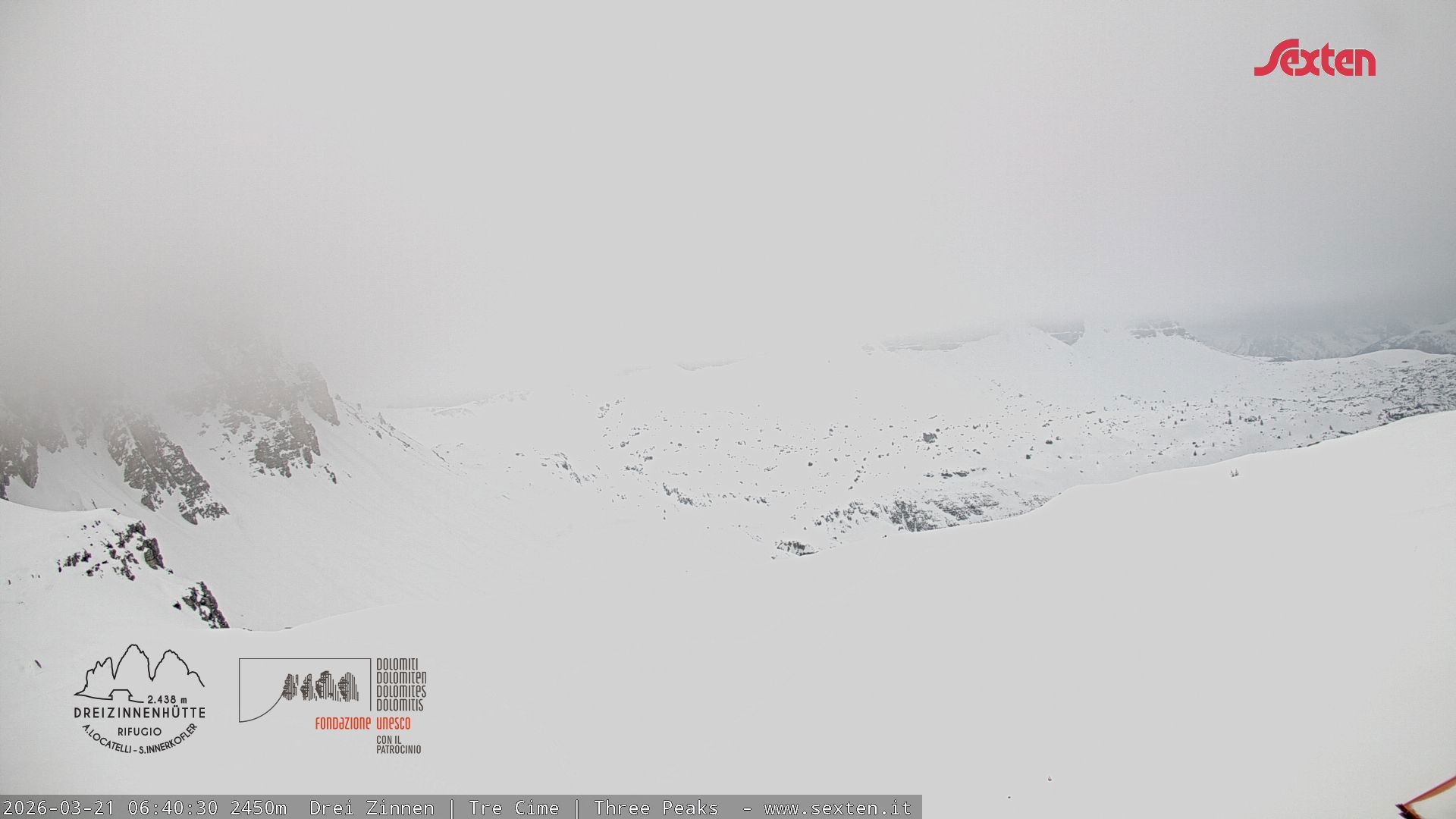 Archiv Foto Webcam Blick auf die 3 Zinnen von der Dreizinnenhütte