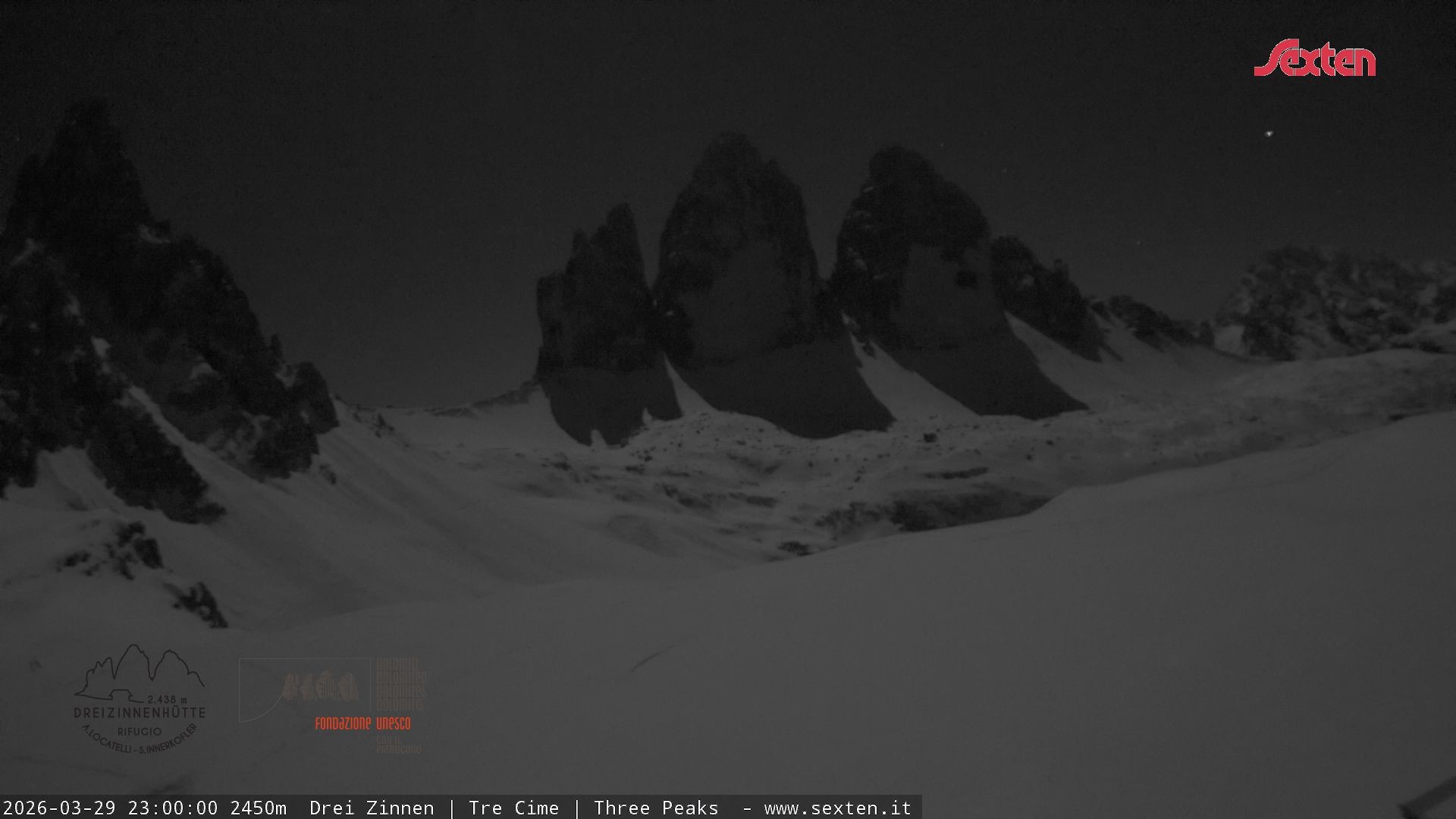 Archiv Foto Webcam Blick auf die 3 Zinnen von der Dreizinnenhütte