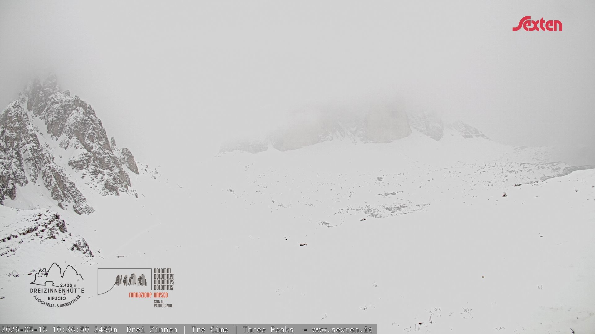 Archiv Foto Webcam Blick auf die 3 Zinnen von der Dreizinnenhütte