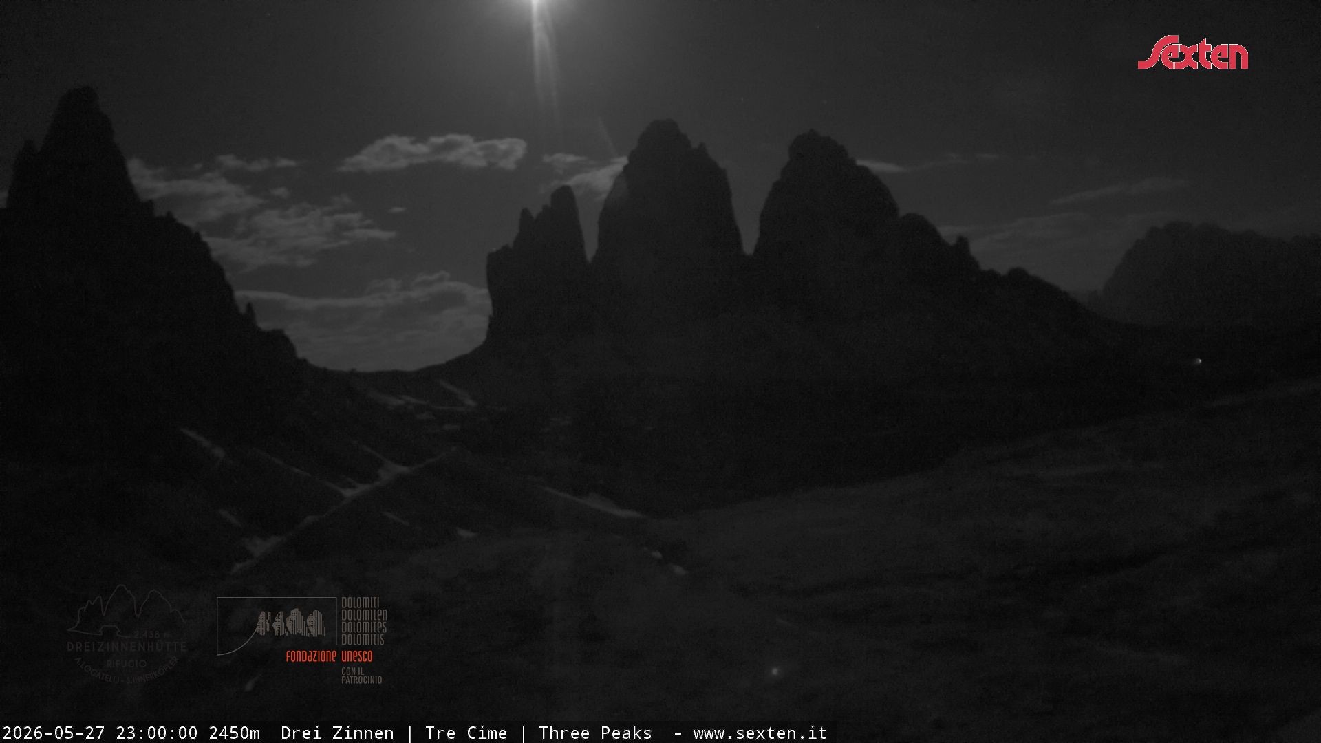 Archiv Foto Webcam Blick auf die 3 Zinnen von der Dreizinnenhütte