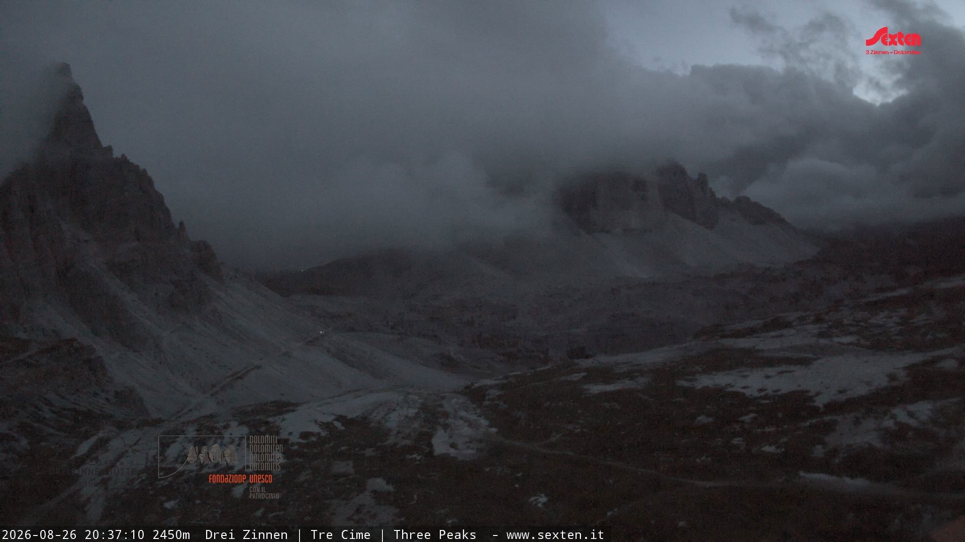 Archiv Foto Webcam Blick auf die 3 Zinnen von der Dreizinnenhütte