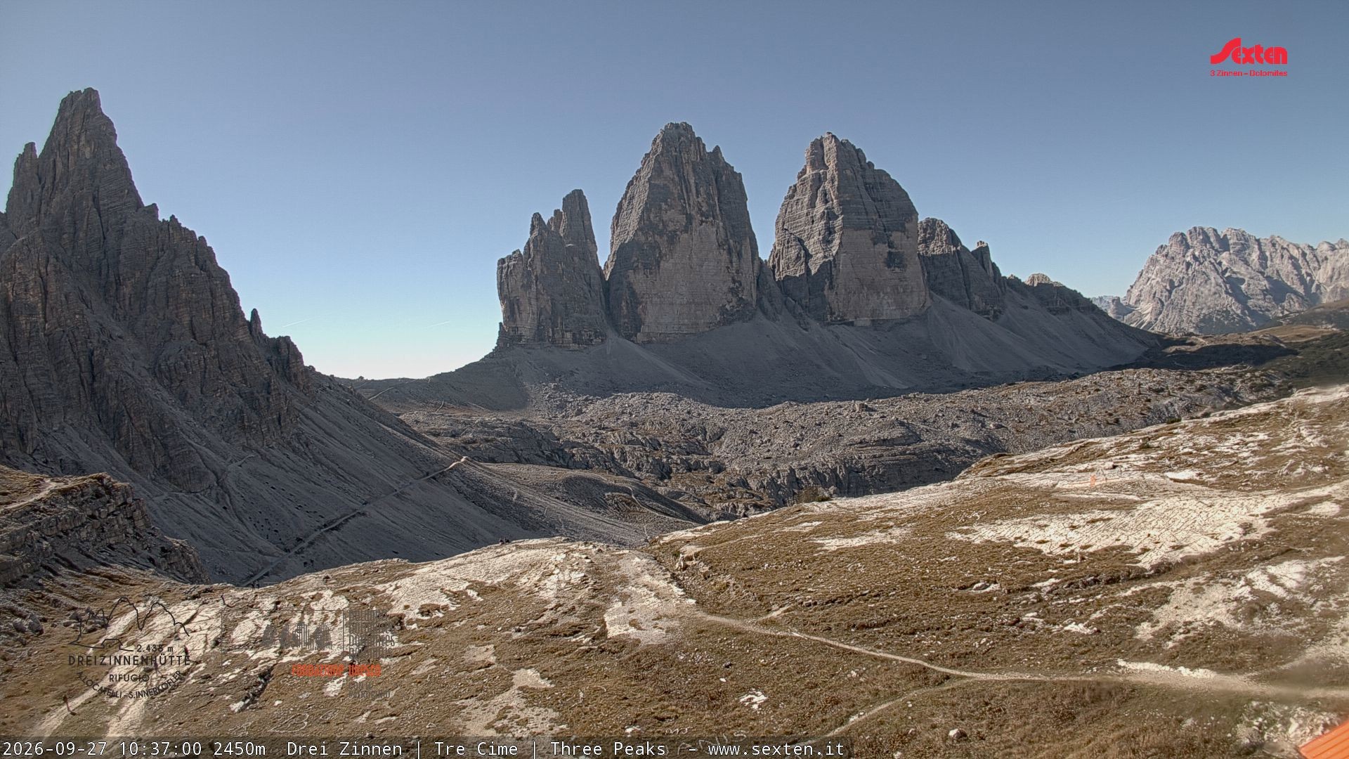 Archived image Webcam Dolomites South Tyrol: Mountain Hut Antonio Locatelli
