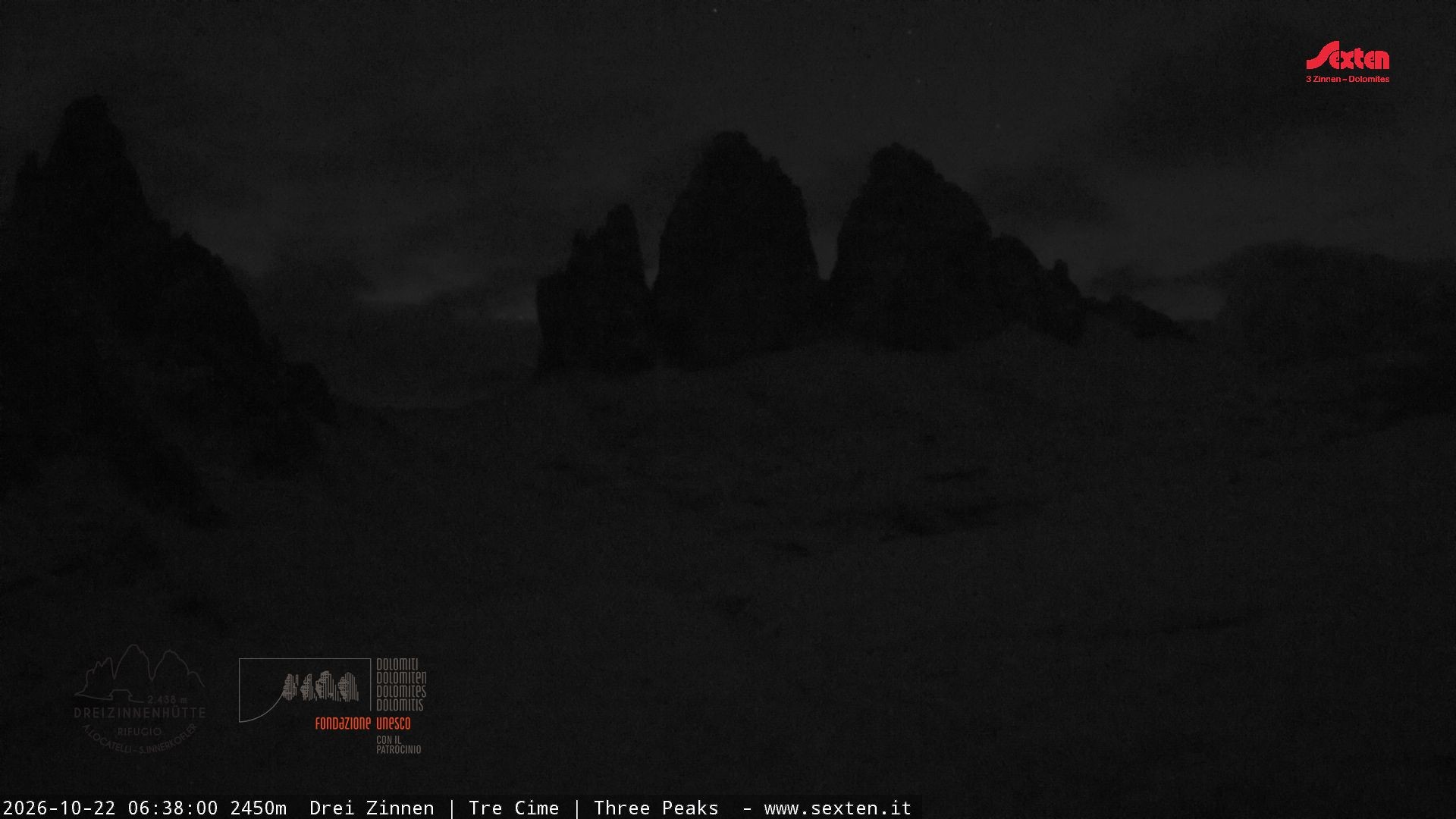 Archiv Foto Webcam Blick auf die 3 Zinnen von der Dreizinnenhütte
