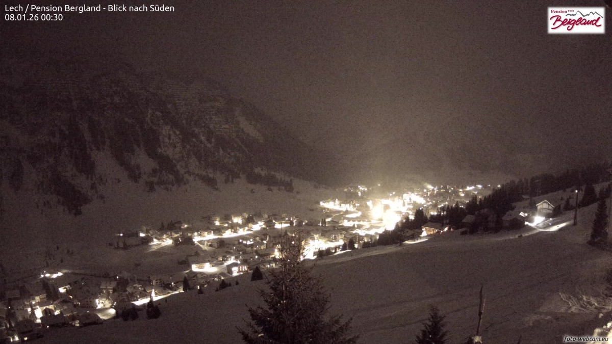 Archiv Foto Webcam Oberlech: Ausblick Pension Bergland