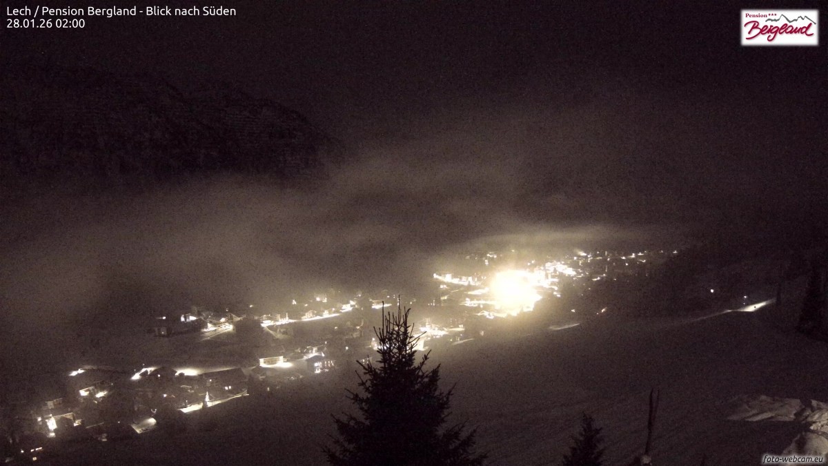 Archiv Foto Webcam Oberlech: Ausblick Pension Bergland