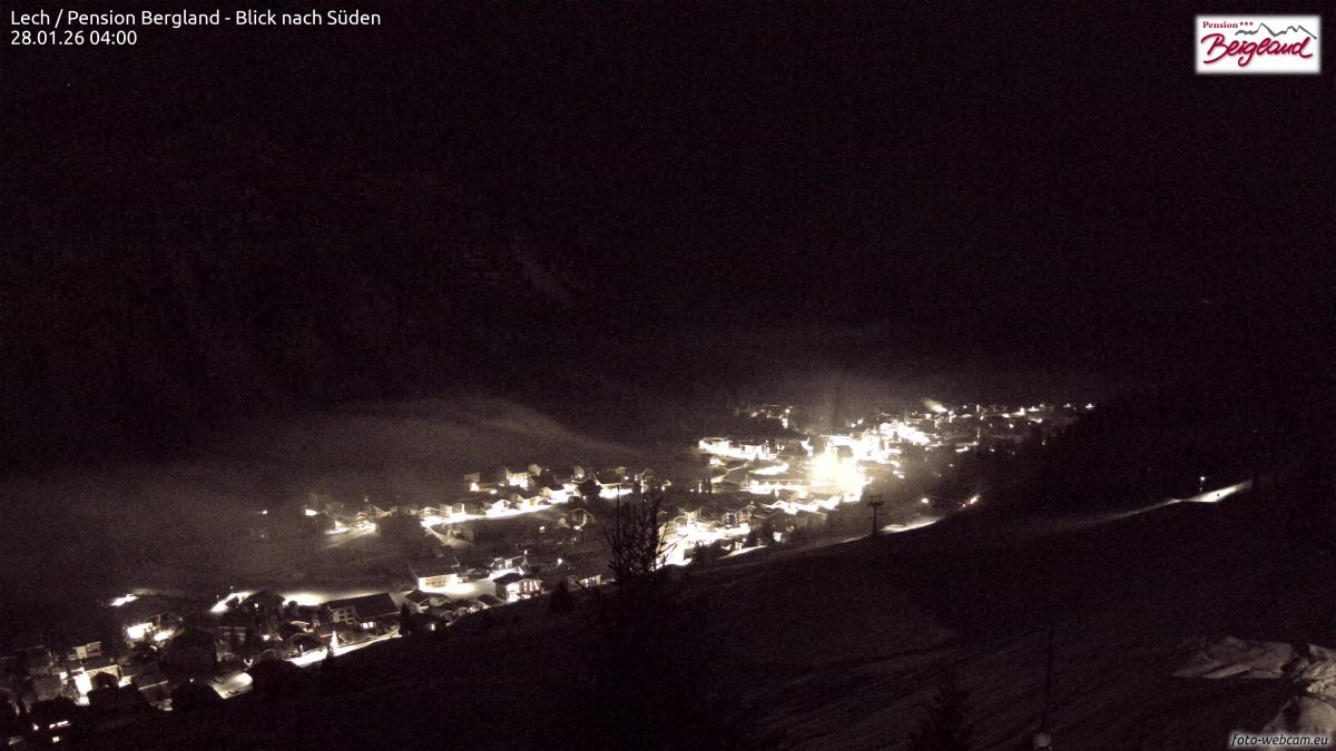 Archiv Foto Webcam Oberlech: Ausblick Pension Bergland
