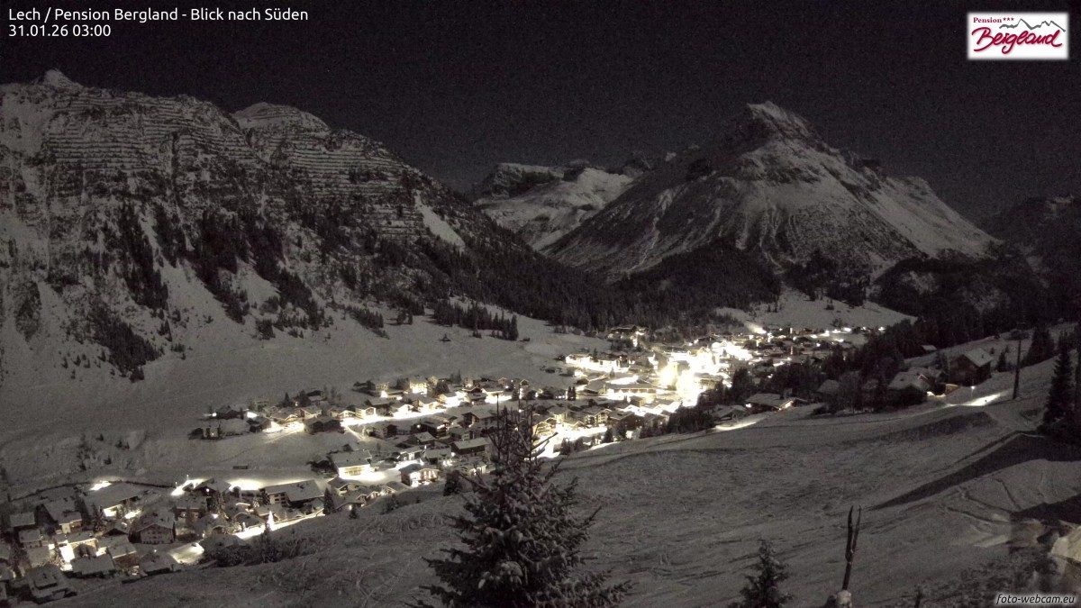 Archived image Webcam Lech am Arlberg - Guesthouse Bergland