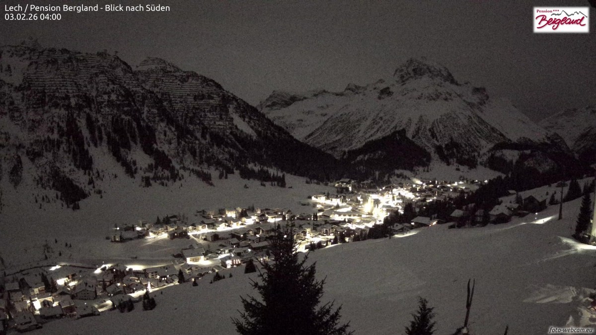 Archiv Foto Webcam Oberlech: Ausblick Pension Bergland