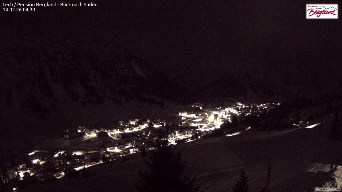 Archiv Foto Webcam Oberlech: Ausblick Pension Bergland