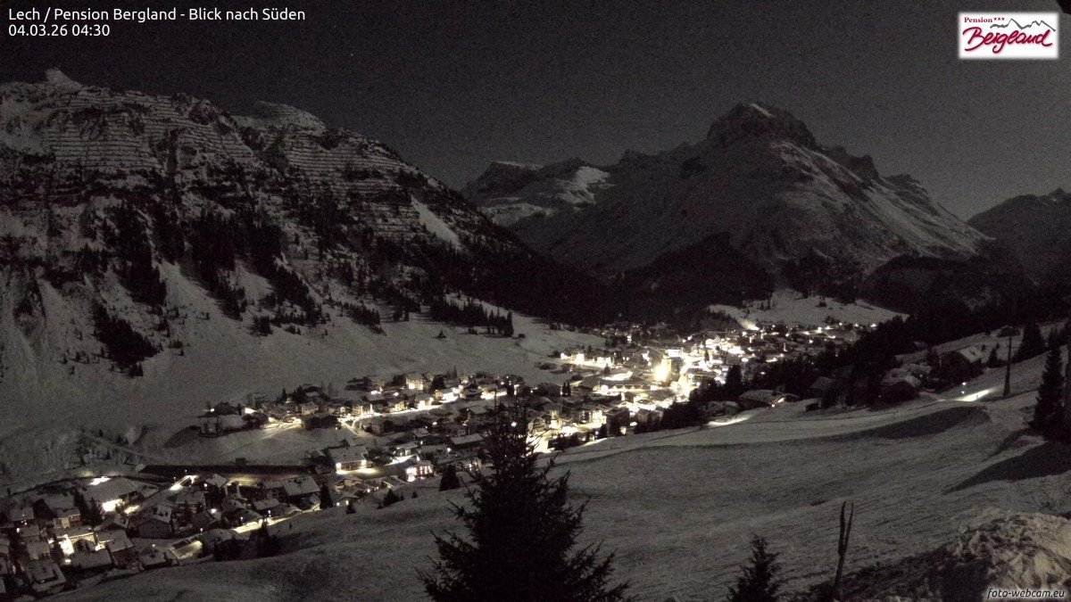 Archived image Webcam Lech am Arlberg - Guesthouse Bergland
