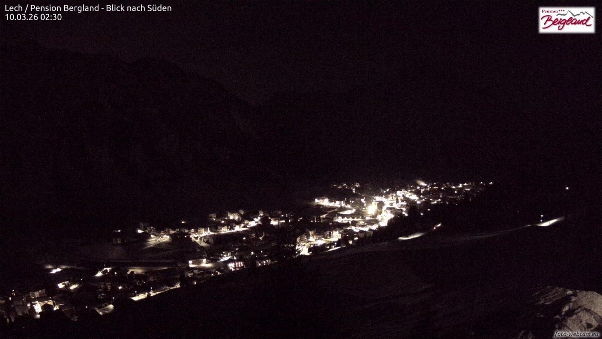 Archiv Foto Webcam Oberlech: Ausblick Pension Bergland
