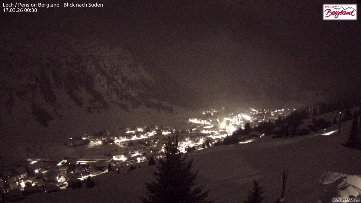 Archiv Foto Webcam Oberlech: Ausblick Pension Bergland