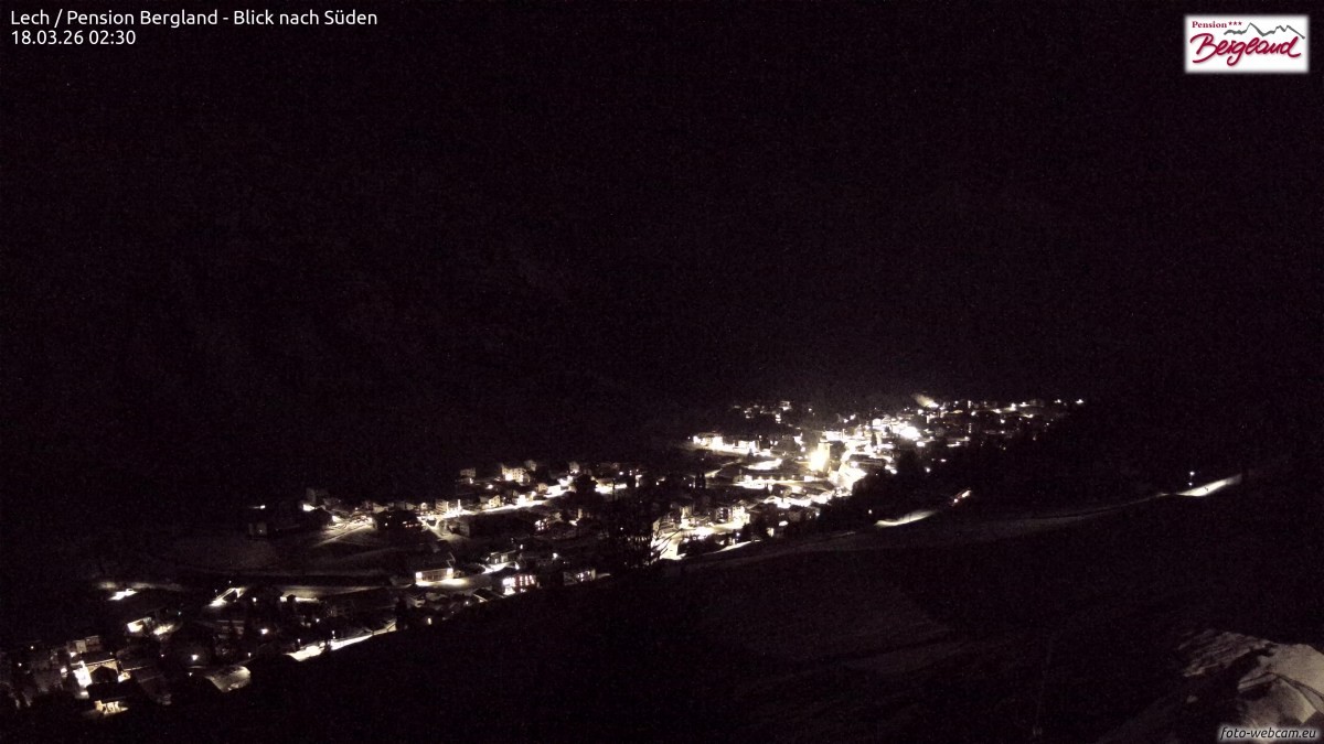 Archiv Foto Webcam Oberlech: Ausblick Pension Bergland