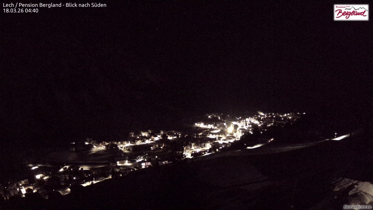 Archiv Foto Webcam Oberlech: Ausblick Pension Bergland