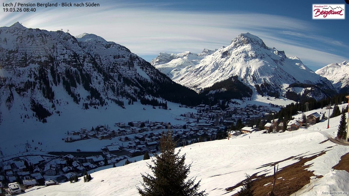 Archived image Webcam Lech am Arlberg - Guesthouse Bergland