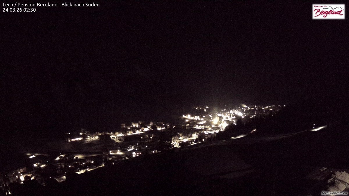 Archiv Foto Webcam Oberlech: Ausblick Pension Bergland