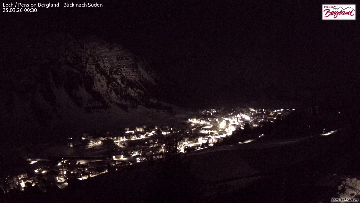 Archiv Foto Webcam Oberlech: Ausblick Pension Bergland
