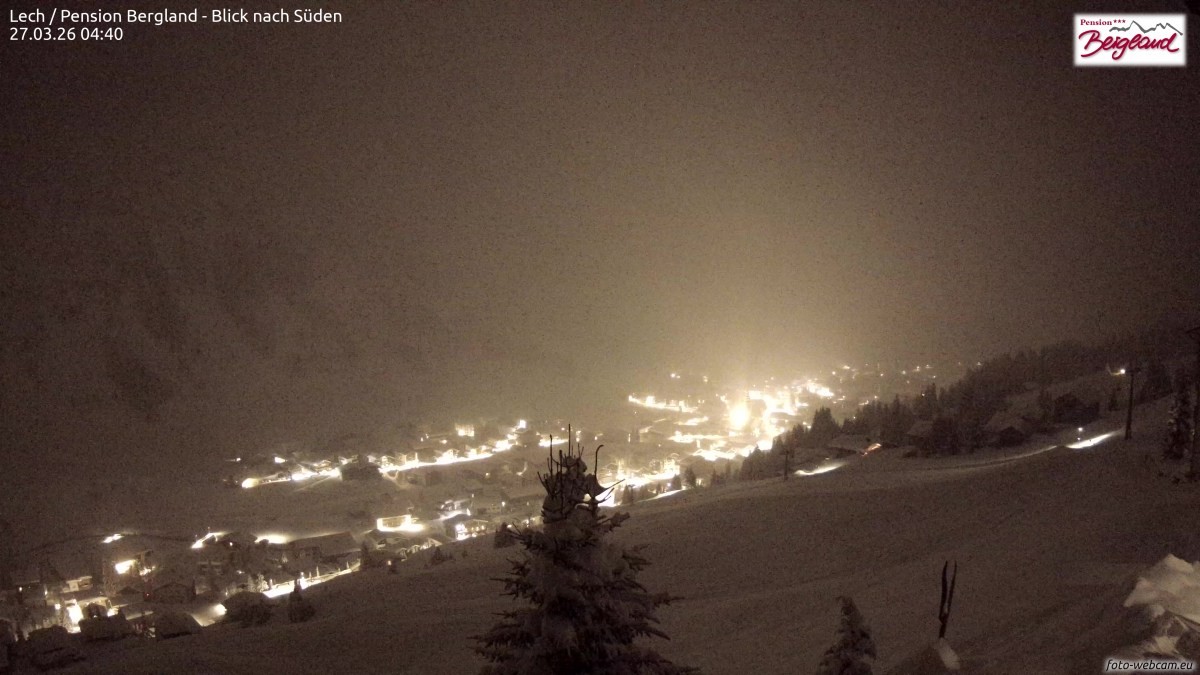 Archived image Webcam Lech am Arlberg - Guesthouse Bergland