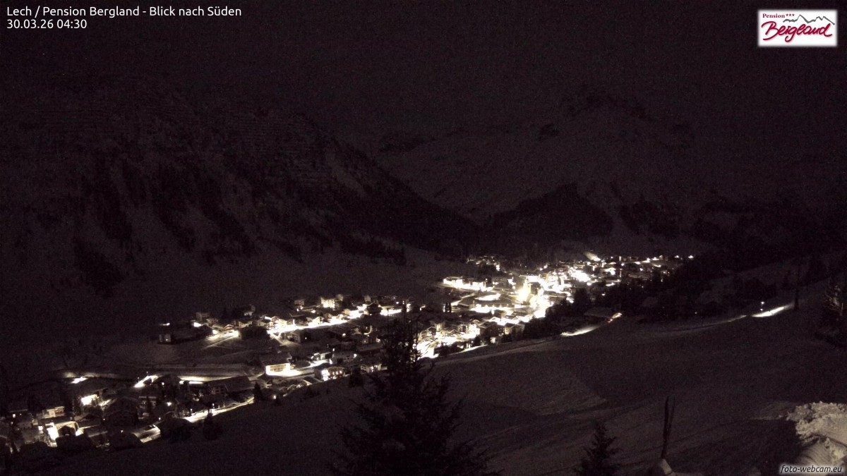 Archiv Foto Webcam Oberlech: Ausblick Pension Bergland